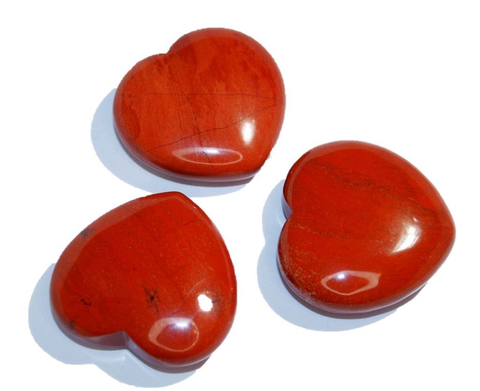 4 cm Edelstein rot Steinherz Geschenkset 2 Stück Jaspis Herz Taschenstein 